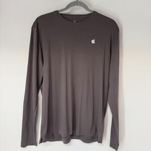 Apple Logo Store Employee T-Shirt Mens M Gray Long Sleeve Stretch Knit Tech